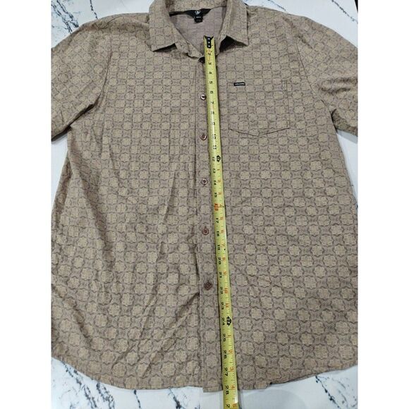 Volcom Yin Yang Short Sleeve Button Down Men’s Size XL Geometric Print Brown - Picture 3 of 9